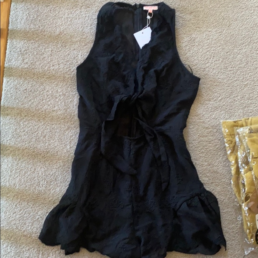 Cutout embroidered romper